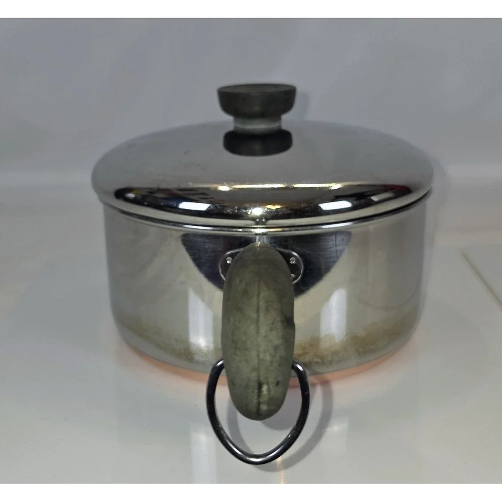 Vintage Revere Ware 2 qt -87 Sauce Pan, Copper Bottom, Stainless Steel, With Lid